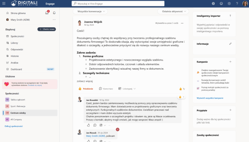 Społeczności pracownicze w Viva Engage
